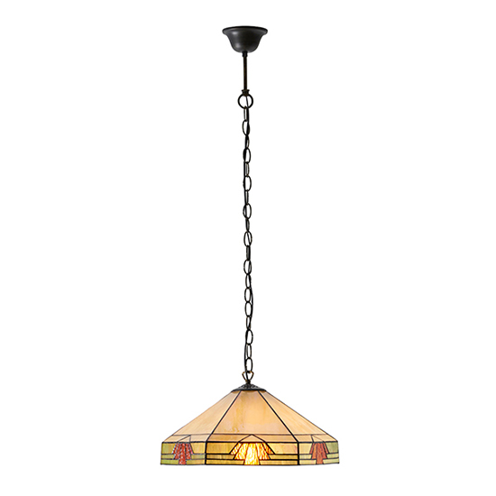 Nevada Medium Tiffany Glass Pendant Light In Dark Bronze