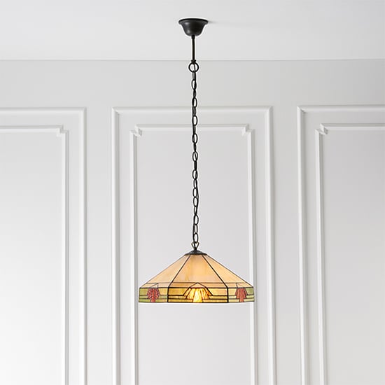Product photograph of Nevada Medium Tiffany Glass Pendant Light In Dark Bronze from Furniture in Fashion