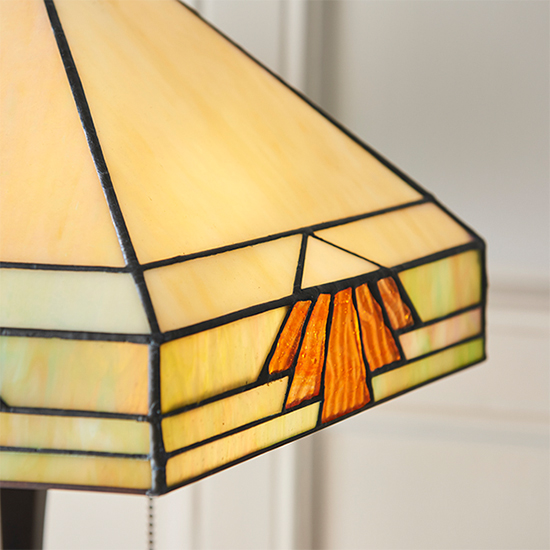 Nevada Medium Tiffany Glass Table Lamp In Dark Bronze
