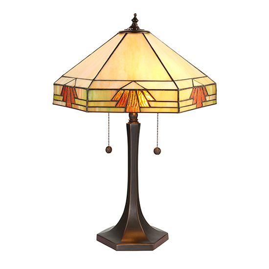 Nevada Medium Tiffany Glass Table Lamp In Dark Bronze