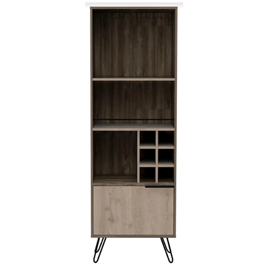 Newcastle Tall Wooden Wine Cabinet In Smoked Bleached Oak_2