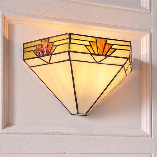 Product photograph of Nevada Tiffany Glass Wall Light In Matt Black from Furniture in Fashion