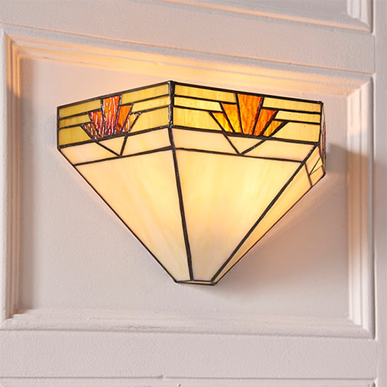 Read more about Nevada tiffany glass wall light in matt black