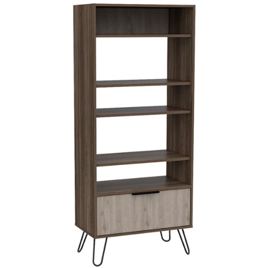 Product photograph of Newcastle Wooden Bookcase In Smoked Bleached Oak from Furniture in Fashion