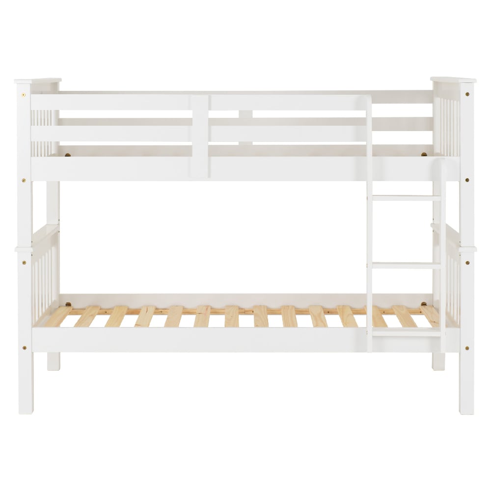 Nevada Wooden Children Bunk Bed With Ladder In White
