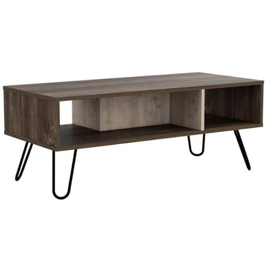 Product photograph of Newcastle Wooden Coffee Table In Smoked Bleached Oak from Furniture in Fashion
