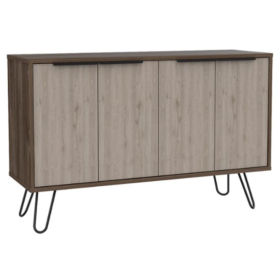 Newcastle Wooden Sideboard In Smoked Bleached Oak With 4 Doors_1