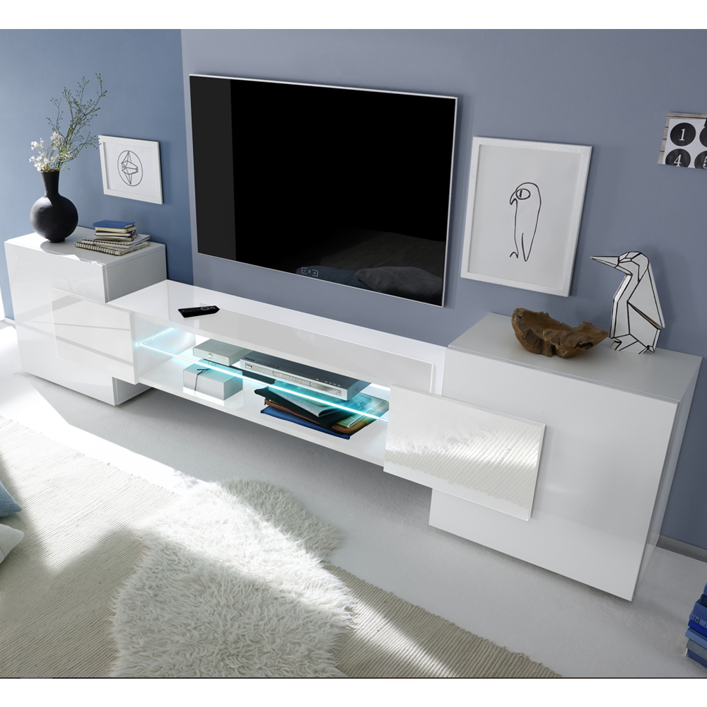Read more about Nevaeh white high gloss tv stand with 2 doors and led lights