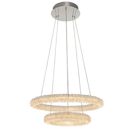 Product photograph of Neve Crystal Double Hoop Pendant Light In Chrome from Furniture in Fashion