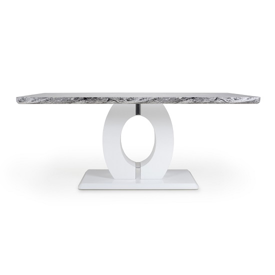 Neville Marble Gloss Effect Large Dining Table With White Base_4