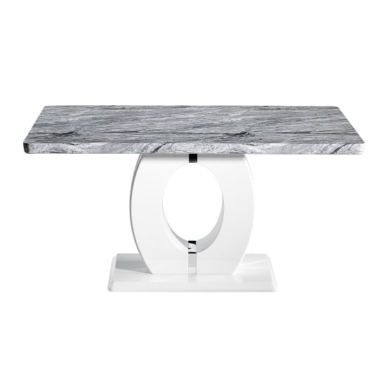 Naiva Marble Effect Gloss Medium Dining Table With White Base_2