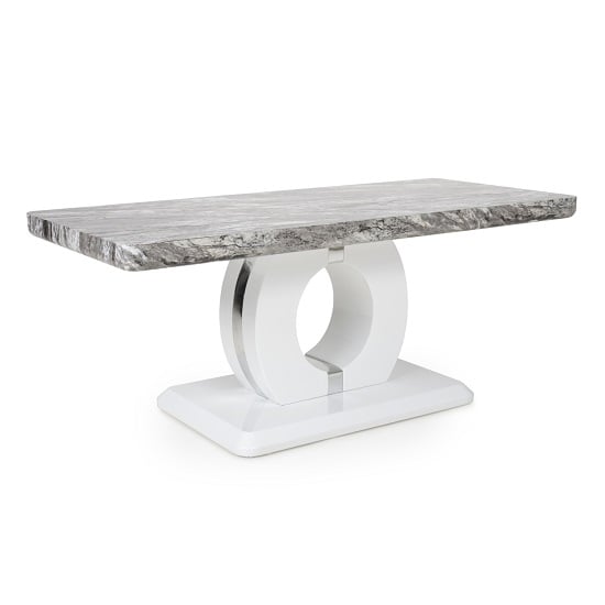 Naiva Marble Gloss Effect Coffee Table With White Base_1