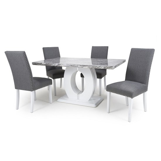 Naiva Gloss Marble Effect Dining Table With 6 Dining Chairs_1