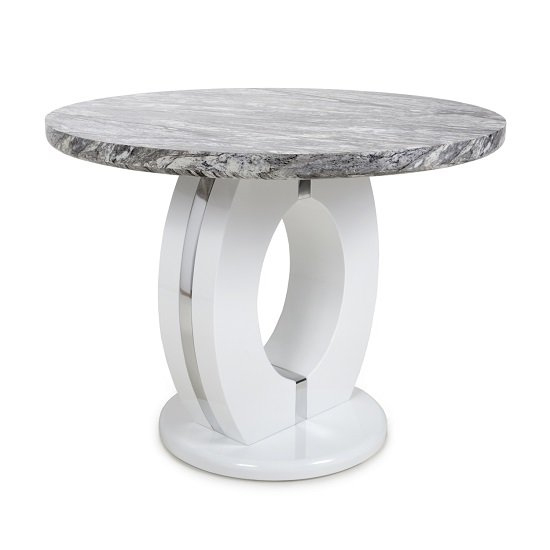 Naiva Gloss Round Dining Table 4 Steel Grey Chairs White Legs_2