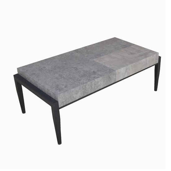 Nevis Coffee Table In Light Dark Concrete With Metal Legs_1