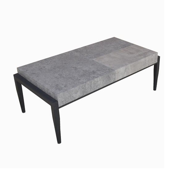 Photo of Nevis coffee table in light dark concrete with metal legs