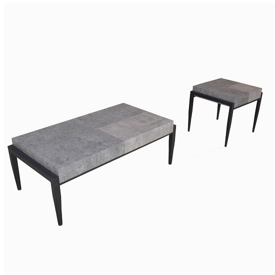 Nevis Coffee Table In Light Dark Concrete With Metal Legs_2