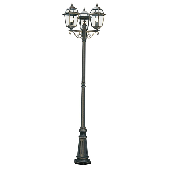 Read more about New orleans outdoor 3 lights glass post with black gold frame