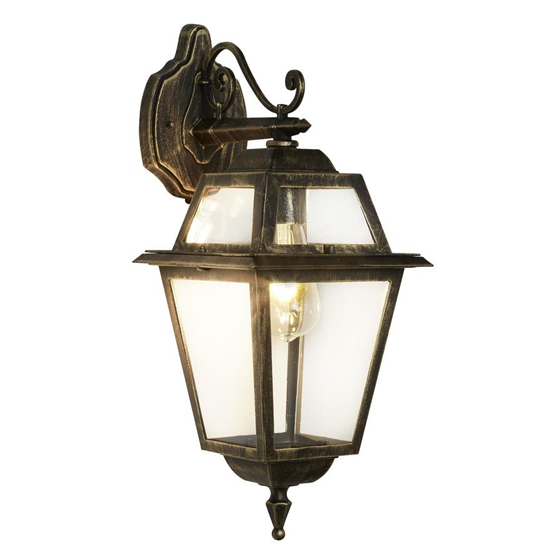 Read more about New orleans outdoor glass down wall light with black gold frame