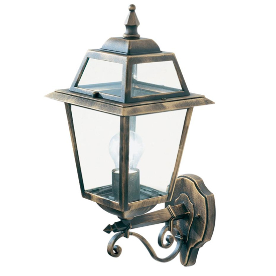 Read more about New orleans outdoor glass up wall light with black gold frame