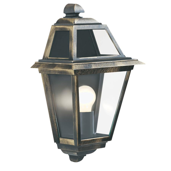 New Orleans Outdoor Glass Wall Light With Black Gold Frame