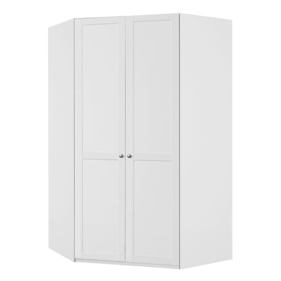 New Tork Tall Wooden Corner Wardrobe In White