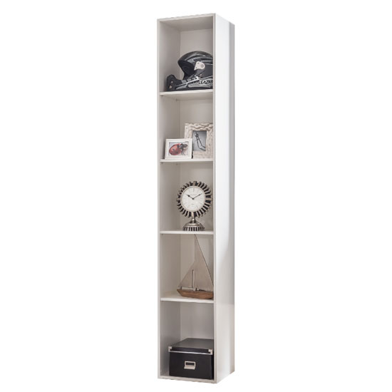 New Tork Tall Wooden Shelving Unit In White Furniture in Fashion