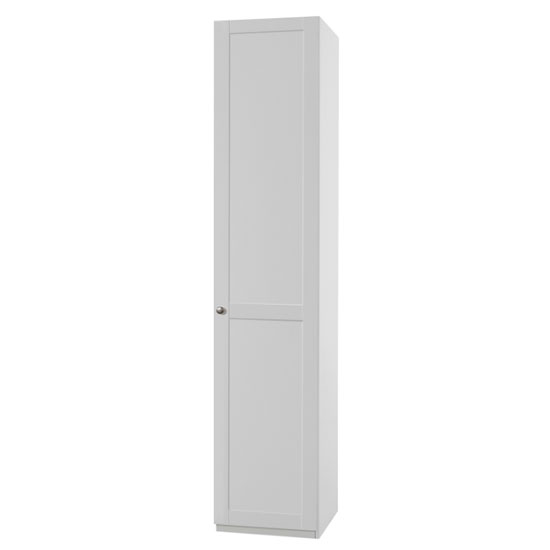 Product photograph of New Tork Tall Wooden Wardrobe In White With 1 Door from Furniture in Fashion