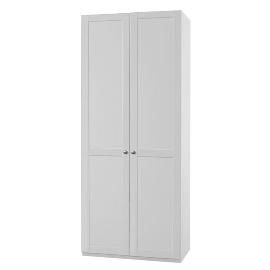 New Tork Tall Wooden Wardrobe In White With 2 Doors