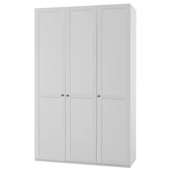 New Tork Tall Wooden Wardrobe In White With 3 Doors