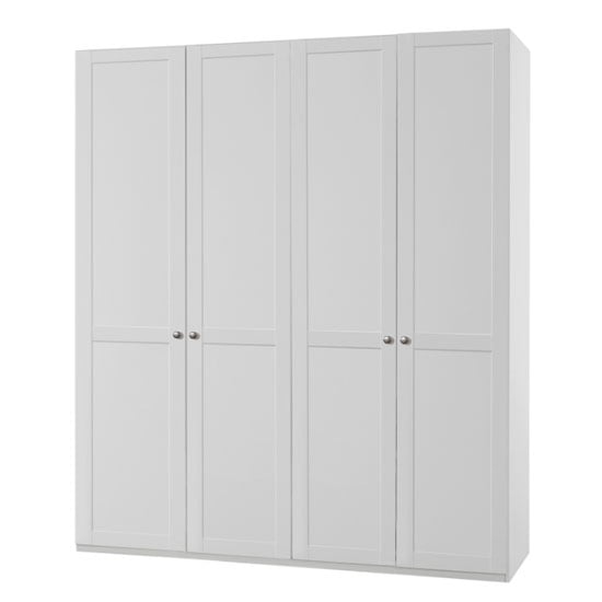 Photo of New tork tall wooden wardrobe in white with 4 doors