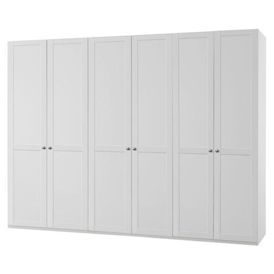 Read more about New tork tall wooden wardrobe in white with 6 doors