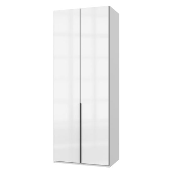 New Xork Tall Wooden Wardrobe In High Gloss White 2 Doors