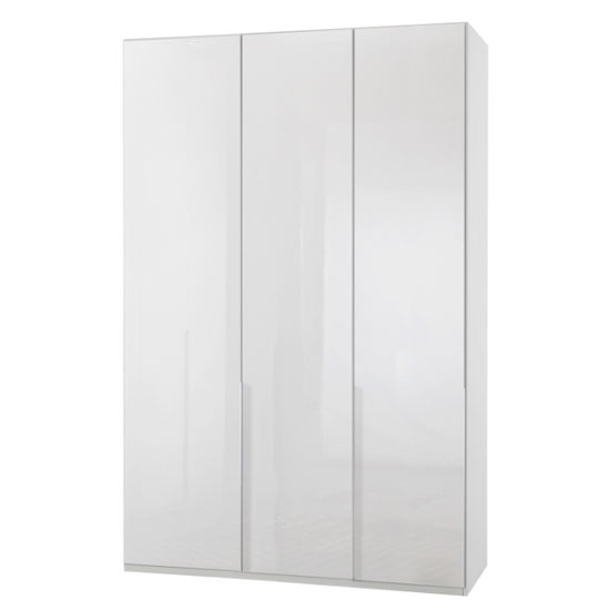 Product photograph of New Xork Tall Wooden Wardrobe In High Gloss White 3 Doors from Furniture in Fashion