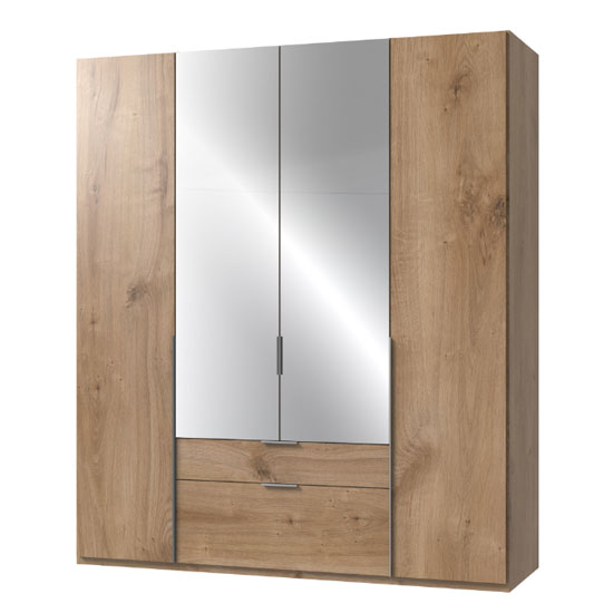 Read more about New york mirrored 4 doors wardrobe in planked oak