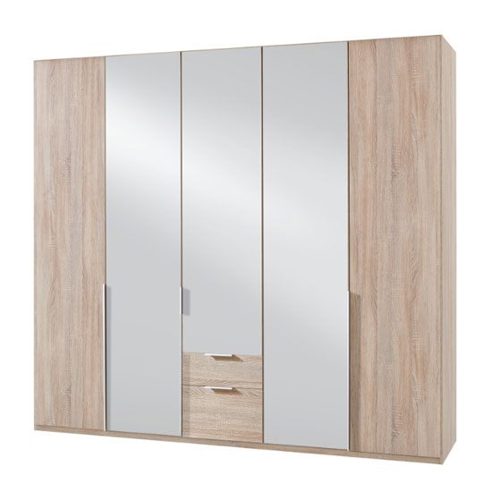 Read more about New york mirrored 5 doors wardrobe in oak