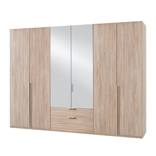 New York Mirrored 6 Doors Wardrobe In Oak Furniture in Fashion