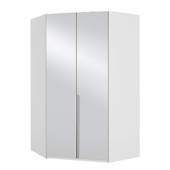 New York Mirrored Corner Wardrobe In White Furniture in Fashion