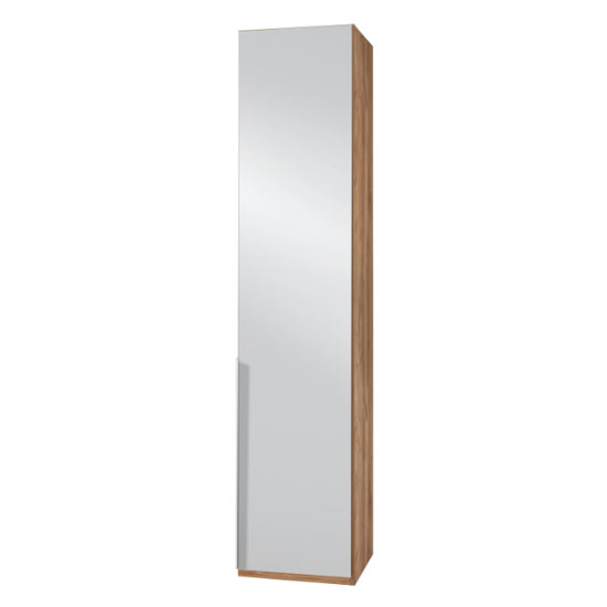 New York Mirrored Wardrobe In Planked Oak With 1 Door
