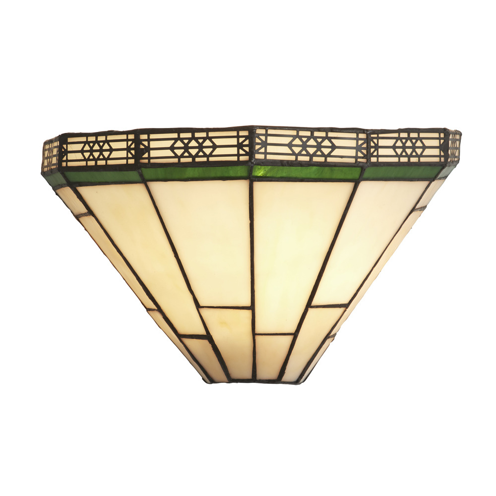 Read more about New york stained glass shade wall light in brass