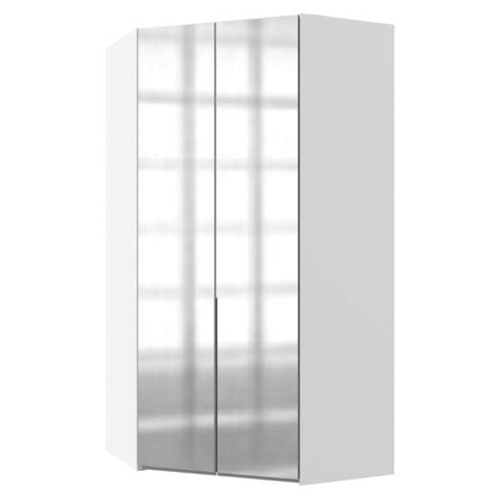 New York Tall Mirrored Corner Wardrobe In White