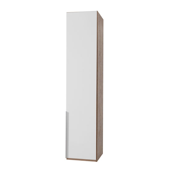 Product photograph of New York Tall Wooden Wardrobe In White And Oak 1 Door from Furniture in Fashion