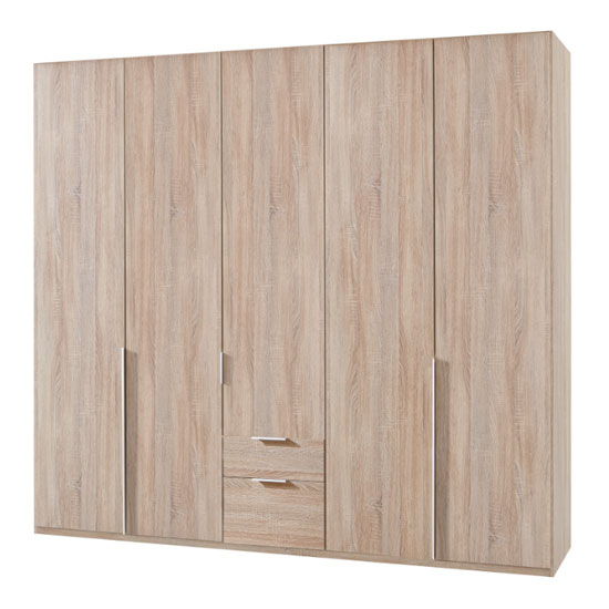New York Wooden 5 Doors Wardrobe In Oak