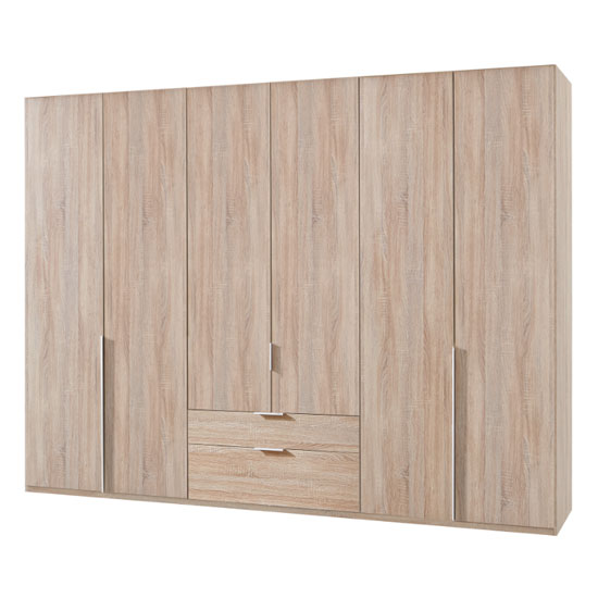 New York Wooden 6 Doors Wardrobe In Oak