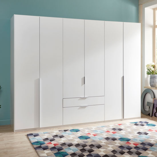 New York Wooden 6 Doors Wardrobe In White
