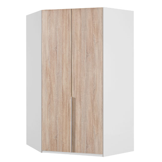 New York Wooden Corner Wardrobe In Oak And White