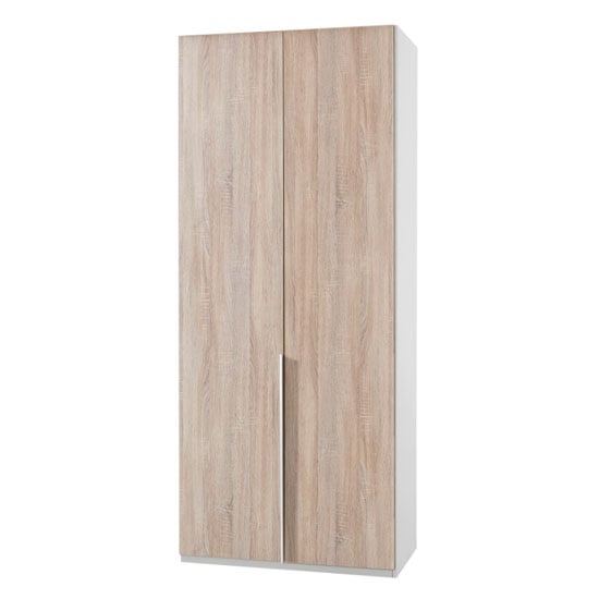 New York Wooden Wardrobe In Oak And White With 2 Doors