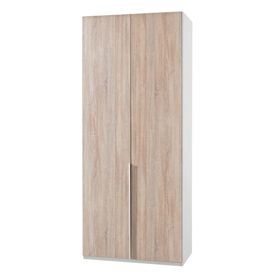 New York Wooden Wardrobe In Oak And White With 2 Doors
