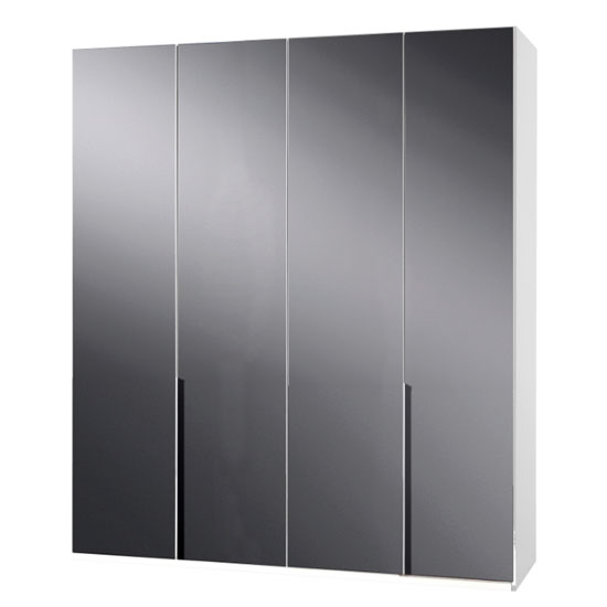 Read more about New zork tall wardrobe in gloss grey and white 4 doors