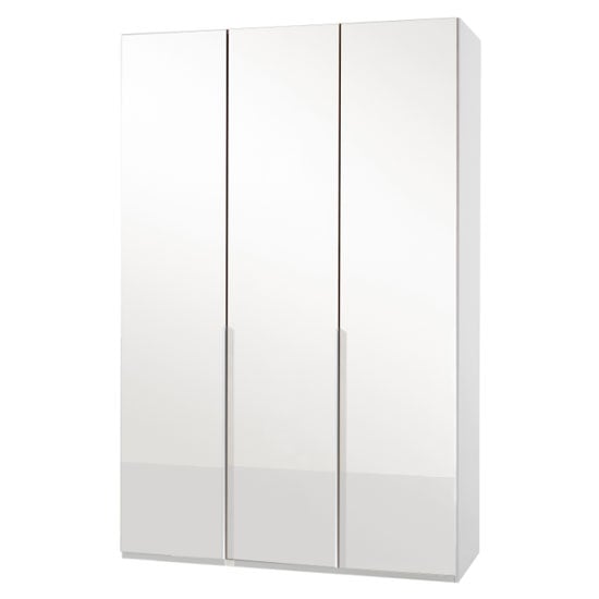 New Zork Tall Wardrobe In Gloss White 3 Doors